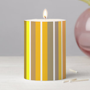 Shades of Yellow & Gold Stripes Pillar Candle
