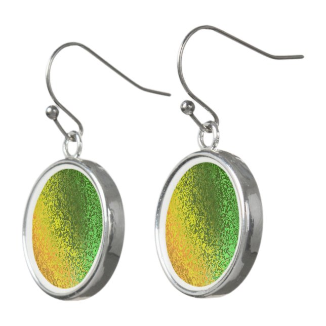 Shades of Yellow, Orange and Green Drop Earrings (Angled)