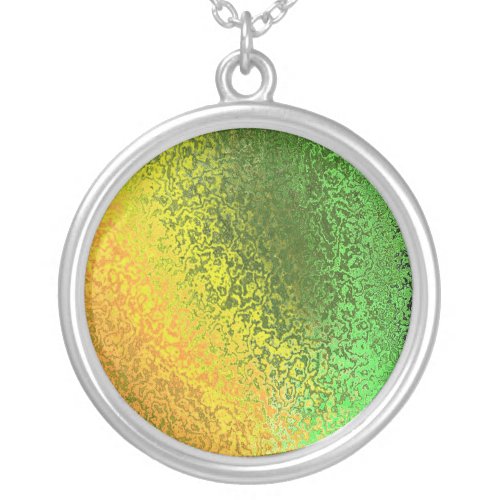 Shades of Yellow Orange and Green Round Necklace