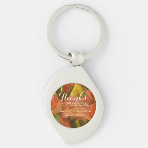 Shades of Yellow Pink Greenery Gladiolus Favor Keychain