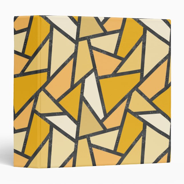 Shades of yellow stained glass pattern 3 ring binder (Front/Spine)