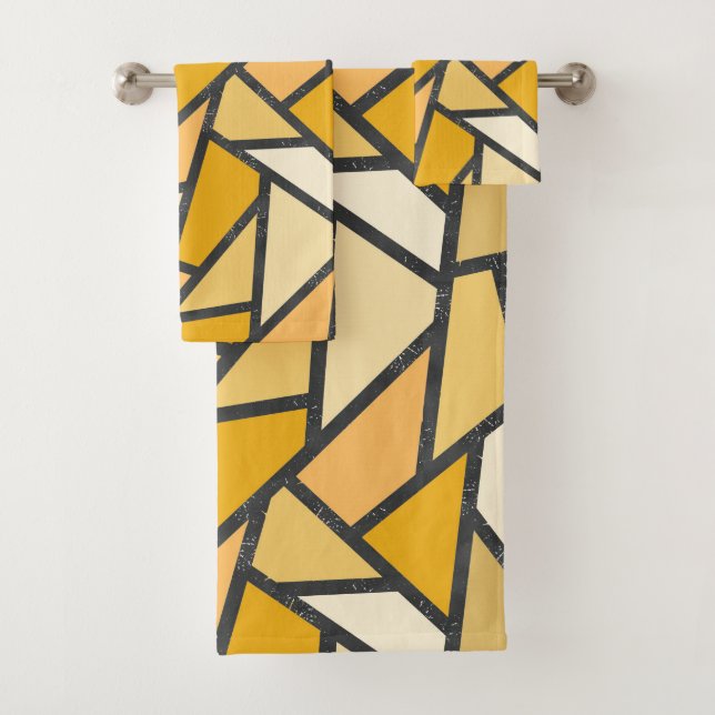 Shades of yellow stained glass pattern bath towel set (Insitu)