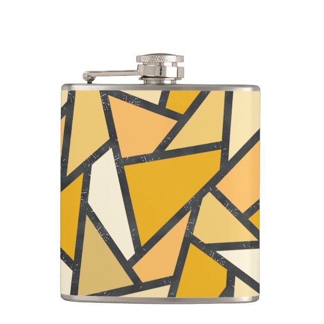 Shades of yellow stained glass pattern flask (Front)
