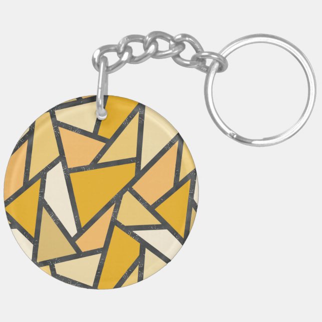 Shades of yellow stained glass pattern keychain (Back Left)