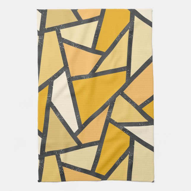 Shades of yellow stained glass pattern kitchen towel (Vertical)
