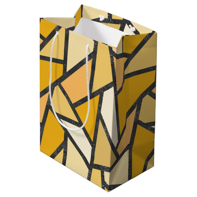 Shades of yellow stained glass pattern medium gift bag (Back Angled)