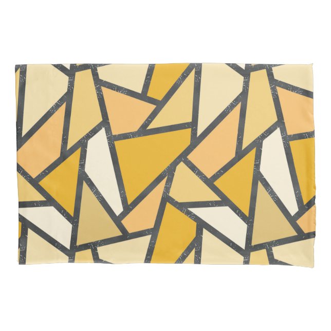 Shades of yellow stained glass pattern pillow case (Front)