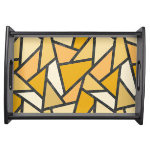 Shades of yellow stained glass pattern serving tray