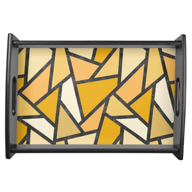 Shades of yellow stained glass pattern serving tray (Front)