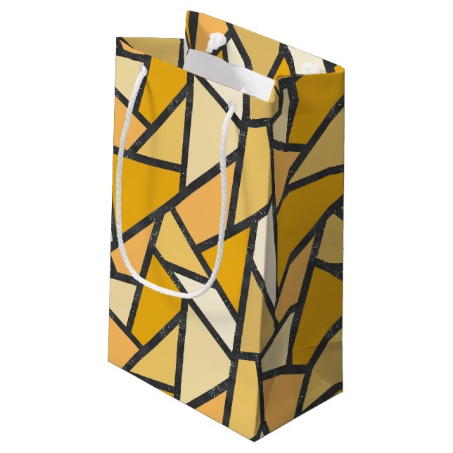 Shades of yellow stained glass pattern small gift bag (Back Angled)