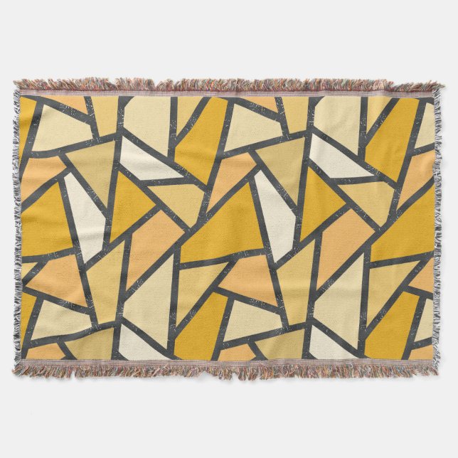 Shades of yellow stained glass pattern throw blanket (Front)