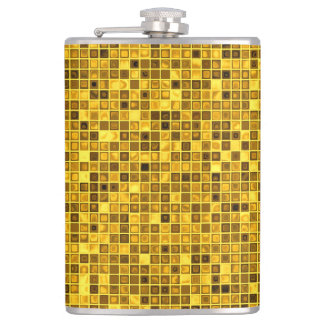 Shades Of Yellow 'Watery' Mosaic Tiles Pattern Hip Flask