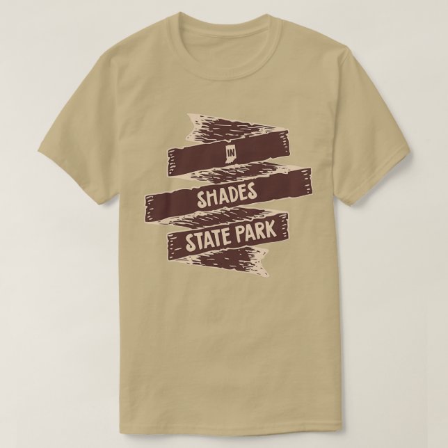 Shades State Park State Park Indiana IN Flag T-Shirt (Design Front)