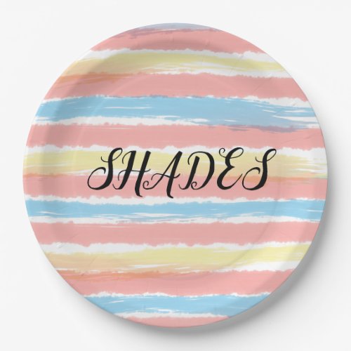 Shades Yellow Pink Blue Watercolor Paper Plates