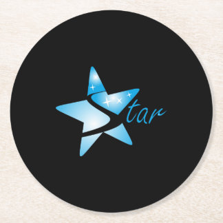 Shading Cyan Road To The Sky Star Graphic Round Paper Coaster