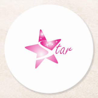 Shading Pink Road To The Sky Star Graphic Round Paper Coaster