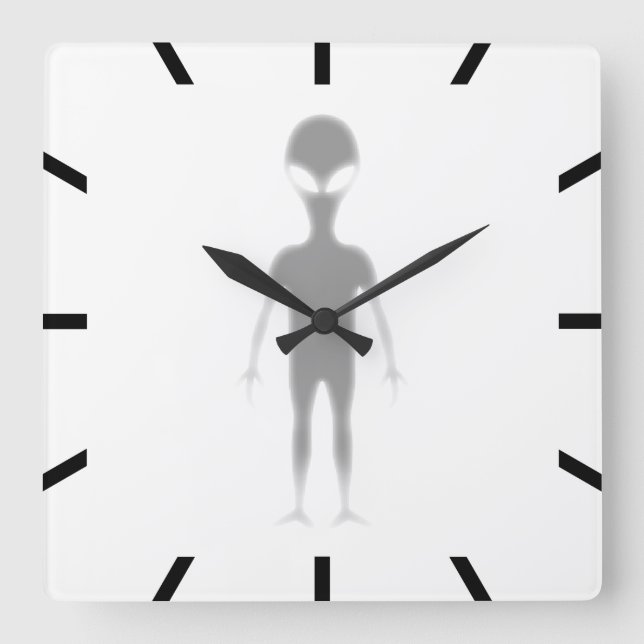 Shadow Alien Customizable printed background color Square Wall Clock (Front)