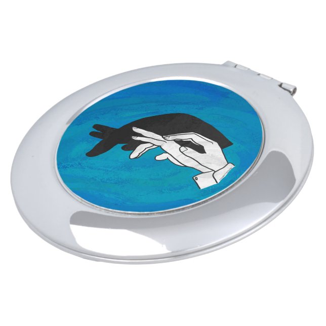 Shadow Anteater On Blue Compact Mirror (Turned)