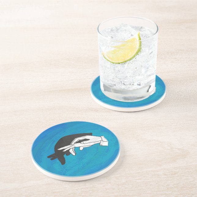 Shadow Anteater On Blue Drink Coaster (Side)