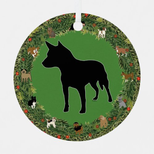 Shadow Australian Cattle Dog Heeler Metal Ornament