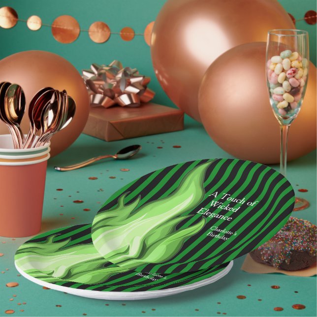 Shadow Ball Dark Fantasy Party | green Paper Cup Plates (Multi)
