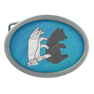 Shadow Bear Cub On Blue Belt Buckle