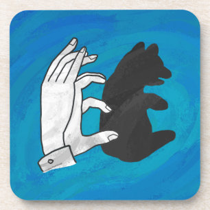 Shadow Bear Cub On Blue Beverage Coaster