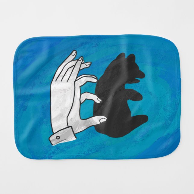 Shadow Bear Cub On Blue Burp Cloth (Front Horizontal)