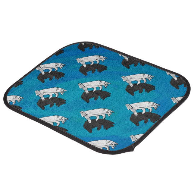 Shadow Bear Cub on Blue Car Floor Mat (Rear Angled)