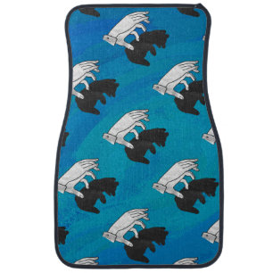 Shadow Bear Cub on Blue Car Mat