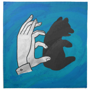 Shadow Bear Cub On Blue Cloth Napkin