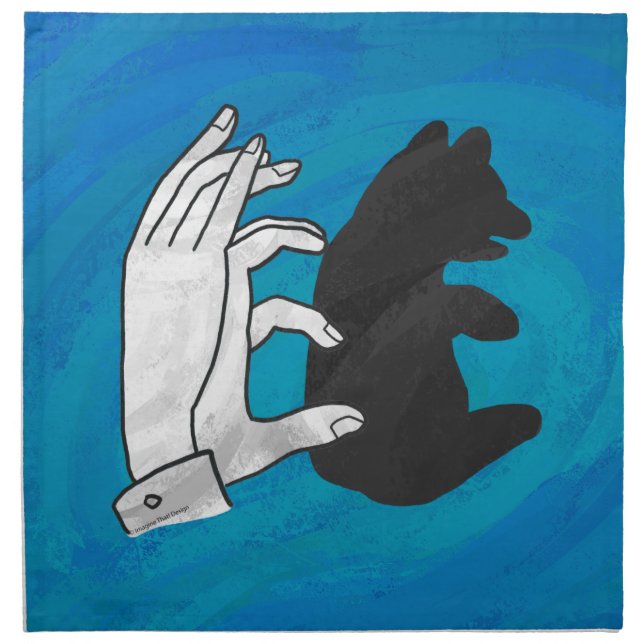 Shadow Bear Cub On Blue Cloth Napkin (Front)