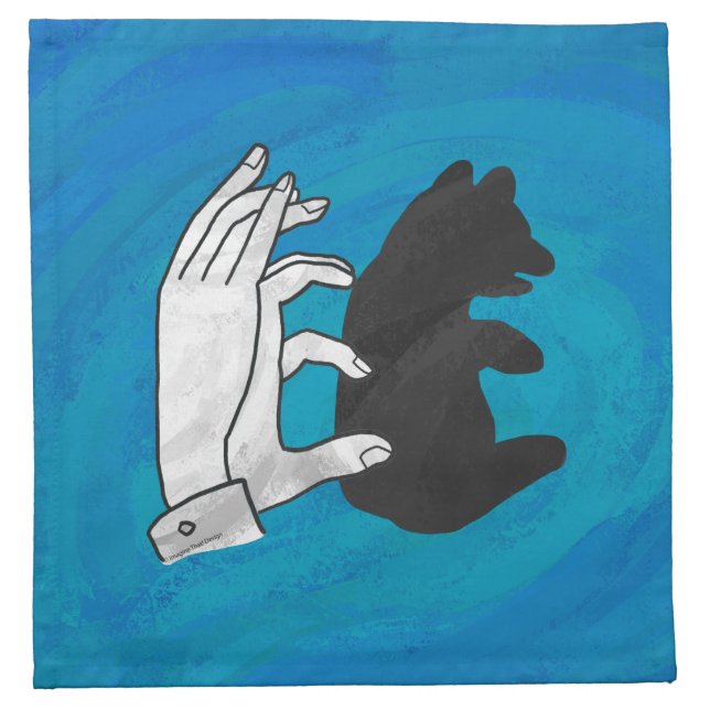 Shadow Bear Cub On Blue Cloth Napkin (Front)