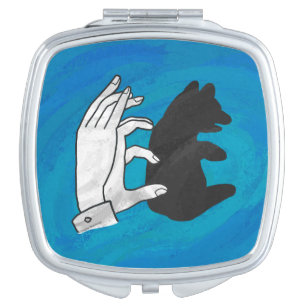 Shadow Bear Cub On Blue Compact Mirror