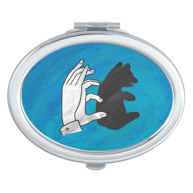 Shadow Bear Cub On Blue Compact Mirror (Front)
