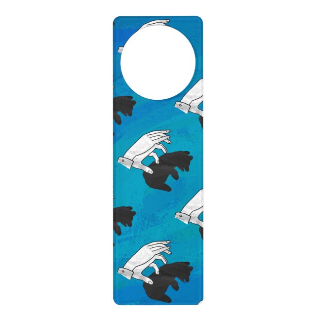 Shadow Bear Cub on Blue Door Hanger (Front)