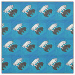 Shadow Bear Cub on Blue Fabric
