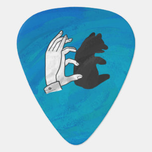 Shadow Bear Cub on Blue Guitar Pick