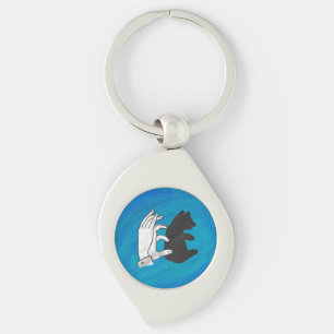 Shadow Bear Cub On Blue Keychain
