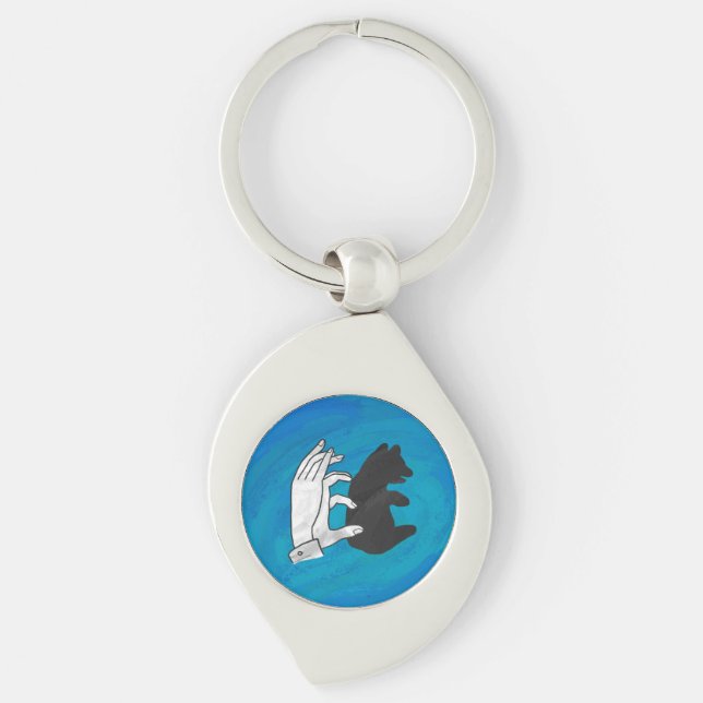 Shadow Bear Cub On Blue Keychain (Front)
