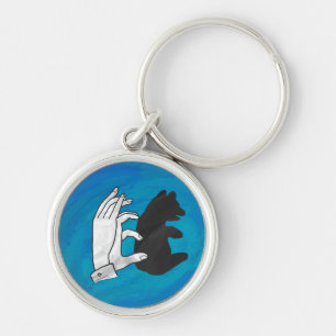 Shadow Bear Cub On Blue Keychain
