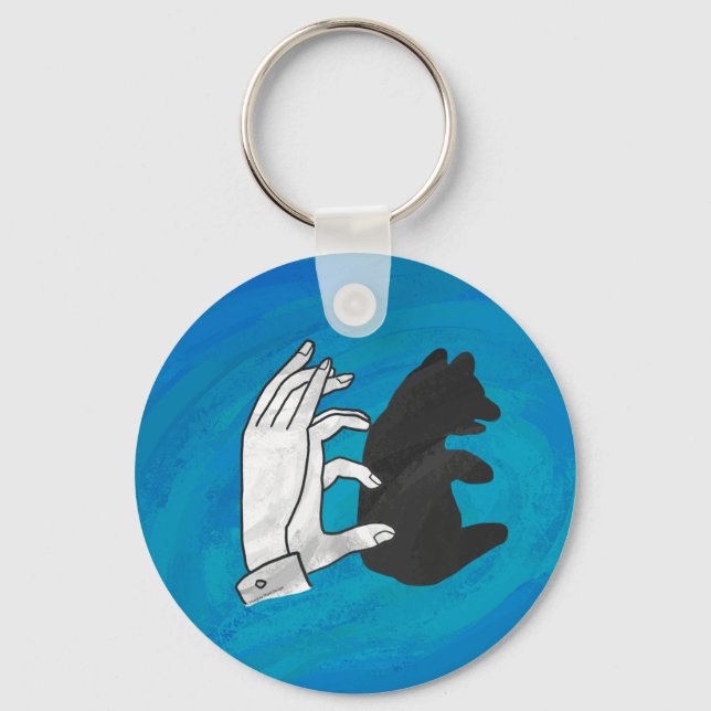 Shadow Bear Cub On Blue Keychain (Front)