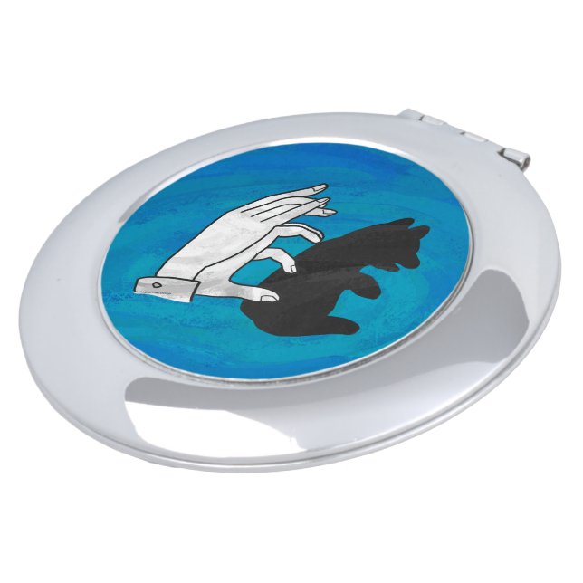 Shadow Bear Cub On Blue Makeup Mirror (Turned)