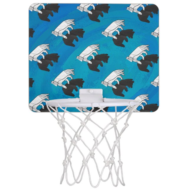 Shadow Bear Cub on Blue Mini Basketball Hoop (Front)