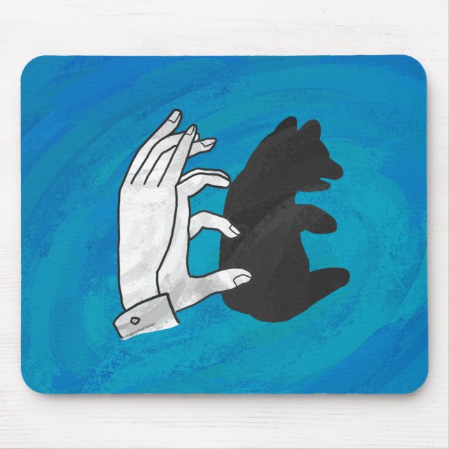 Shadow Bear Cub On Blue Mouse Pad (Front)