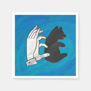Shadow Bear Cub On Blue Paper Napkins