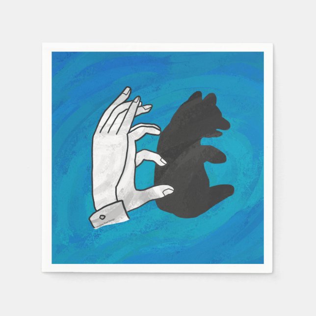 Shadow Bear Cub On Blue Paper Napkins (Front)