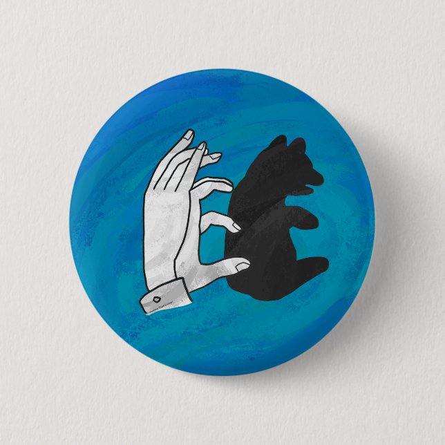 Shadow Bear Cub On Blue Pinback Button (Front)
