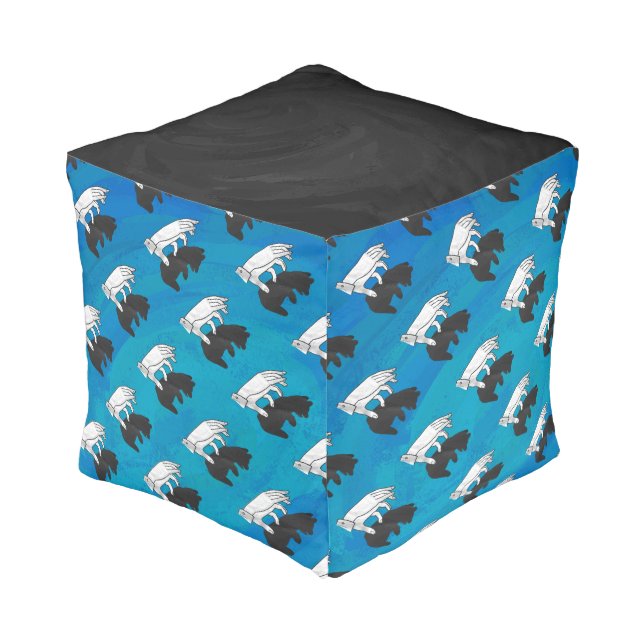 Shadow Bear Cub on Blue Pouf (Angled Back)