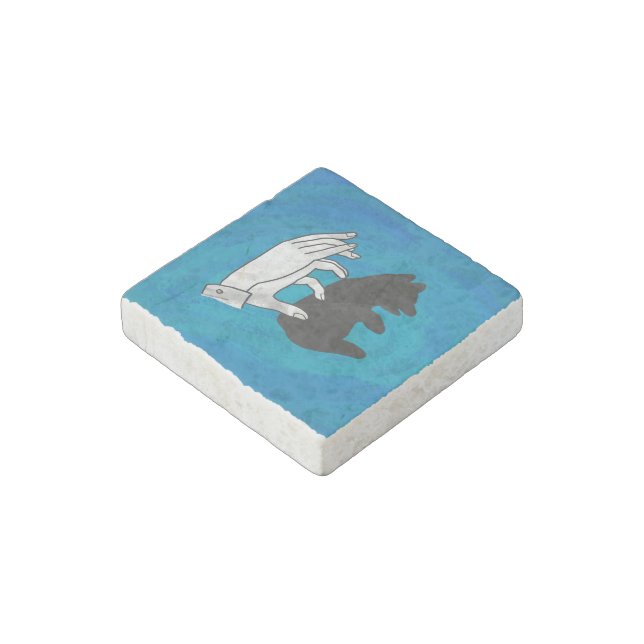 Shadow Bear Cub On Blue Stone Magnet (Angled)